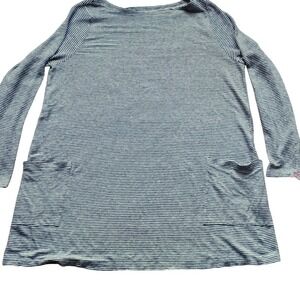 EILEEN FISHER XL Striped Tunic Dress Pockets Lagenlook Minimalist Organic Linen